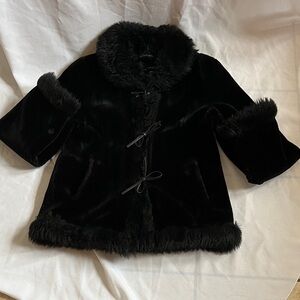 Elegant Black Faux Fur Coat